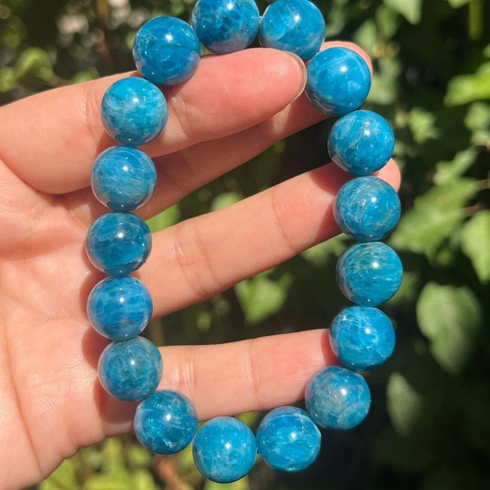 12.8mm stretchable flash blue apatite bracelet‎